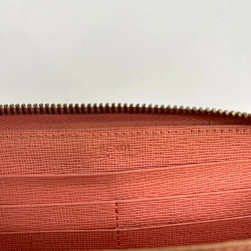 FENDI Light Barbie Pink Leather Full Zip Luxury Designer Long Wallet